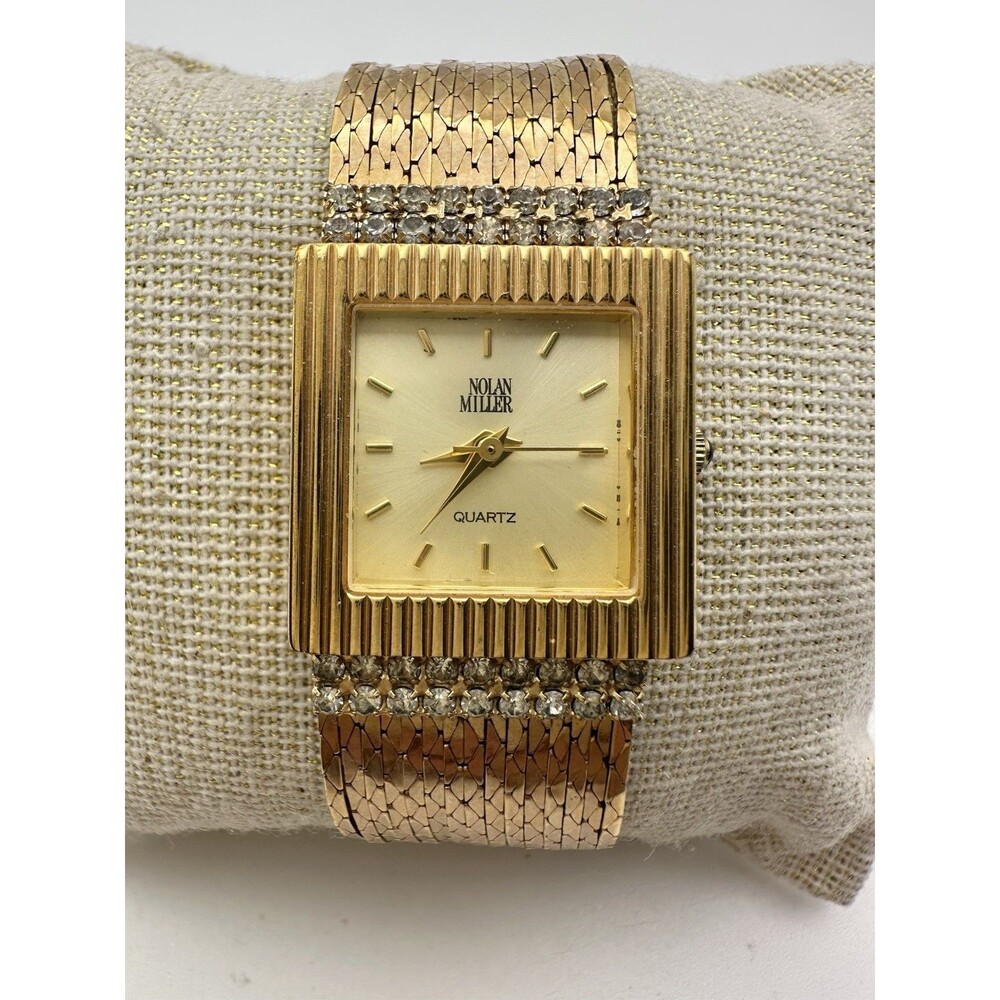 VINTAGE Nolan Miller Glamour Collection Gold Tone Watch Need batteries READ